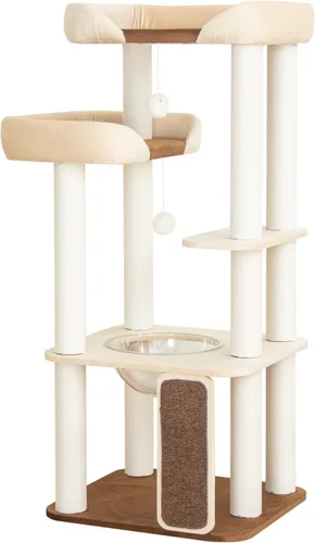 Miniatura 9 de Mordern - Torre de árbol para gatos de 37.4 pulgadas con postes rascadores, torre de árbol para gatos de varios niveles con base grande para M03 GRIS