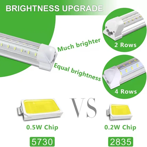 Miniatura 3 de Skymoatled Luz LED de taller de 4 pies, 50W 7500LM 6000K/blanco súper brillante, luminaria de tubo integrado T8, Plug and Play, enlazable
