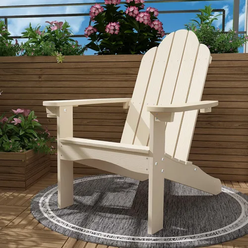 Miniatura 14 de LUE BONA HDPS Sillas Adirondack Set de 2, Silla para Hoguera al Aire Libre Resistente a la Intemperie con Portavasos, Silla Moderna de Plástico