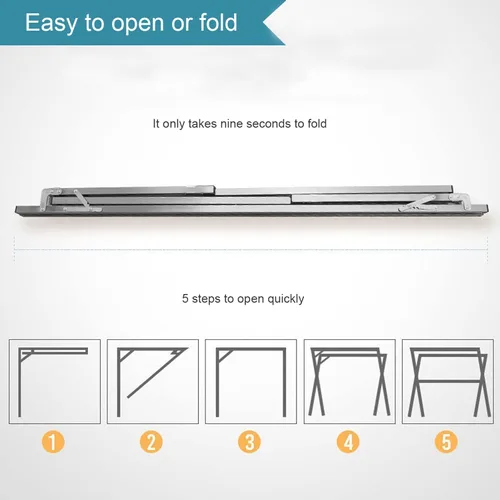 Miniatura 6 de Percheros de secado de ropa, acero inoxidable resistente con 20 ganchos resistentes al viento para el balcón interior o exterior, longitud ajustable