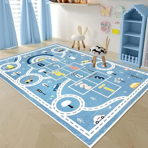 Miniatura 13 de Alfombra de juego infantil de 4 x 6 pies, alfombra grande de Hopscotch para niños, para dormitorio, sala de juegos, alfombra suave para aula, área