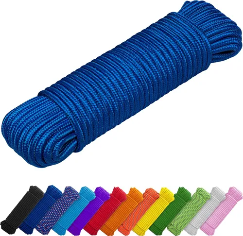 Miniatura 20 de TECEUM Cuerda – 90 pies x 1/4 pulgada (7mm) – Verde Ejército – Cuerda Utilitaria Versátil y Resistente – Acampada, Artesanía, Asta de Bandera