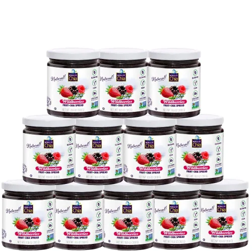World of Chia Extra Fruit Spread - Todo natural, sin gluten, vegano, bajo en azúcar, Omega 3, Kosher, fabricado en Estados Unidos, verificado sin