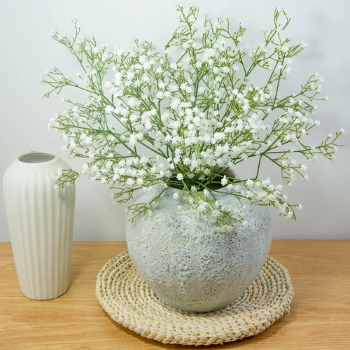Miniatura 2 de Ramo de flores artificiales de gypsophila blanca con 12 tallos de flores de tacto real para bodas, fiestas, coronas, arreglos florales, decoración