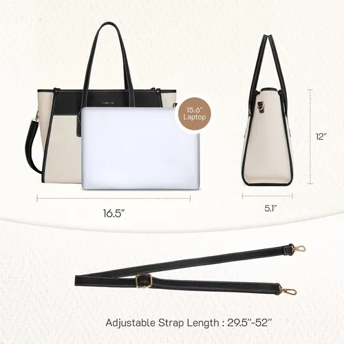 Miniatura 6 de Missnine - Bolsa de lona para laptop de 15.6 pulgadas, bolsa de trabajo para mujeres, bolsa para profesores, bolsa de hombro para computadora casual