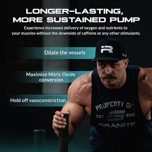 Miniatura 4 de Granite Nutrition Vaso Blast - Preentrenamiento sin estimulación - Soporte de óxido nítrico no rígido para bomba, físico y capacidad muscular