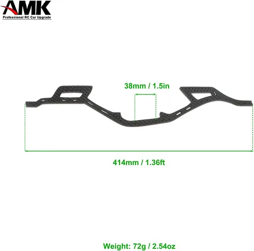 Miniatura 2 de AMK Rieles de marco de chasis SCX10 de fibra de carbono gruesa de 0.138 in DIY 12.323 in Wheelbass 1/10 RC Crawler Body LCG Builder Kit Axial SCX10