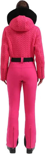 Miniatura 97 de GSOU SNOW Traje de esquí para mujer, traje de nieve delgado de una pieza, chaqueta de nieve, impermeable, resistente al viento, deportes al aire
