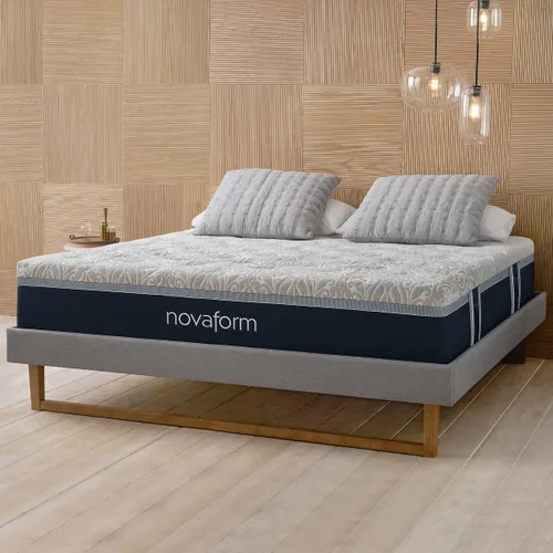 Novaform Serafina Pearl - Cubrecolchón de espuma viscoelástica de gel de 14 pulgadas, tamaño Queen