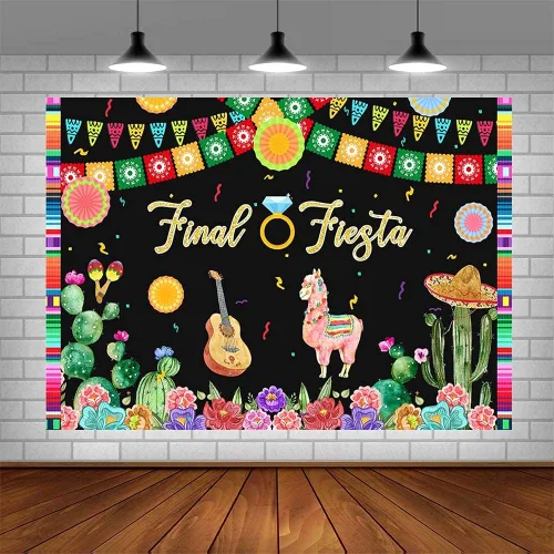 Miniatura 4 de Telón de fondo de fiesta de despedida de soltera de 7 x 5 pies para mujer, temática tropical mexicana, fanáticos de papel, cactus y vaquero