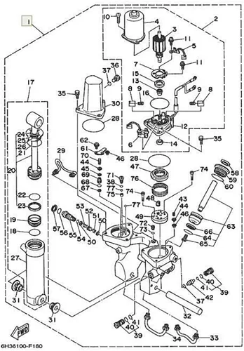 Miniatura 2 de Kit de reconstrucción para Yamaha fueraborda 60 70 75 85 90HP trimestre unidad de inclinación 6H1-12 6H1-15