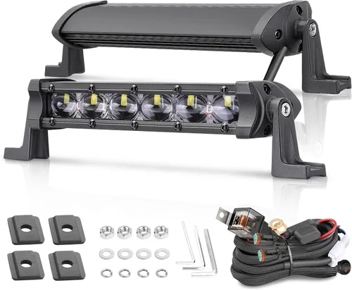 Miniatura 13 de Niwaker - Barra de luz LED ámbar de 6 pulgadas, 2 cápsulas LED de inundación de 96 W, barra de luz de conducción de una sola fila, luces de marcha