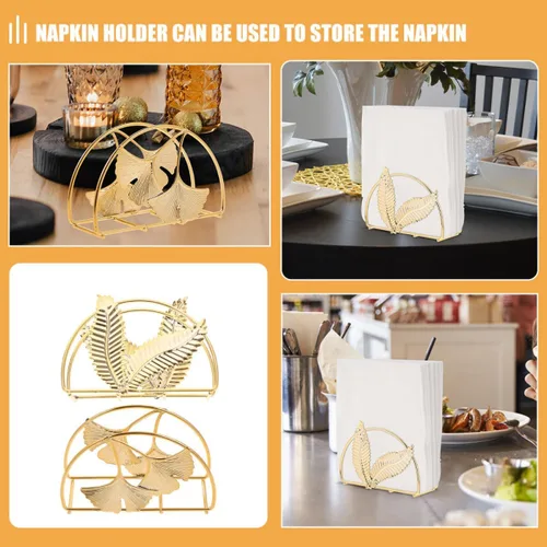 Miniatura 4 de HOMSFOU 2pcs Metal Napkin Holder Rack Set, Standing Paper Tissue Dispenser for Tabletop, Modern Farmhouse Style Serviette Organizer for Restaurant