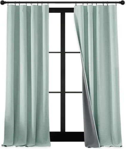 Miniatura 28 de RYB HOME Cortinas cortas opacas 100% marrones, 45 pulgadas de largo, 52 pulgadas de ancho, bloqueo de luz y aislamiento térmico para cocina