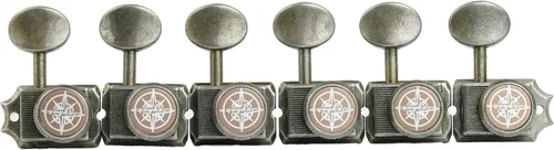Guyker Afinadores de cuerda de bloqueo de guitarra vintage de 6 en línea – Clavijas de afinación de bloqueo, cabezales de máquina, piezas de Relic
