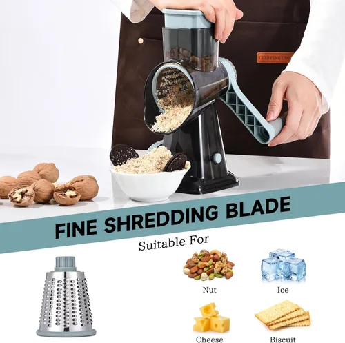 Miniatura 5 de Rallador de queso rotativo con mango Triturador de cocina Rallador Rebanador Rallador Raspador de hielo Rallador de queso para verduras, nueces