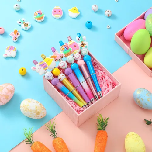 Miniatura 5 de Ctosree 36 juegos de cuentas de Pascua para bolígrafos, huevos, conejo, pollo, Pascua, focal, bolígrafo,a granel, kit de fabricación de bricolaje