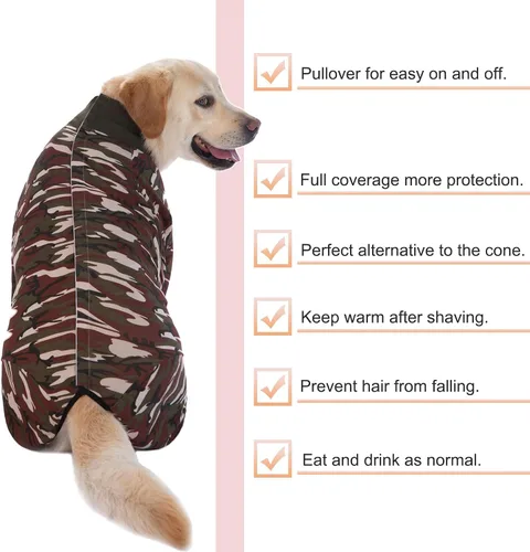 Miniatura 7 de Traje de recuperación para perros grandes y medianos después de la cirugía, mameluco antilameduras suave y transpirable para perros, alternativa al