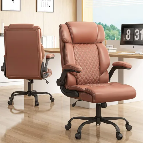 Miniatura 7 de Silla de oficina ejecutiva con respaldo alto transpirable, silla de oficina grande y alta, reposabrazos abatibles, soporte lumbar, silla giratoria