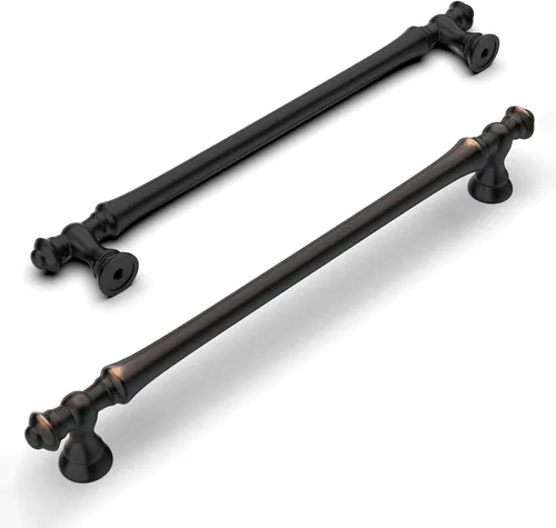 Miniatura 22 de Amerdeco ZH0014 - Juego de 10 tiradores de gabinete de latón antiguo de 3 pulgadas (76mm) con agujero central, herrajes para gabinetes de cocina