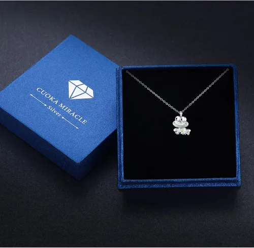 Miniatura 7 de Collar con dije de animal con diseño de rana, ajolote, erizo, panda rojo, plata de ley 925, dije de la suerte, hipoalergénico, regalo para niños
