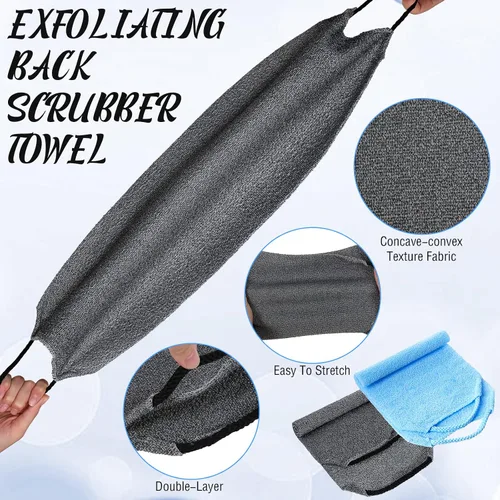 Miniatura 3 de Exfoliante de espalda para ducha, paño para la espalda, toalla de longitud extendida, de nailon, con correa elástica, para baño, paquete de 2