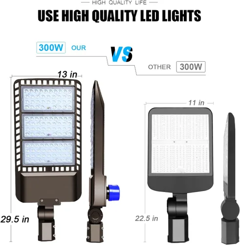 Miniatura 5 de Juyace Luz LED de estacionamiento de 300 W, montaje deslizante, montaje del atardecer al amanecer, iluminación exterior, inundación exterior