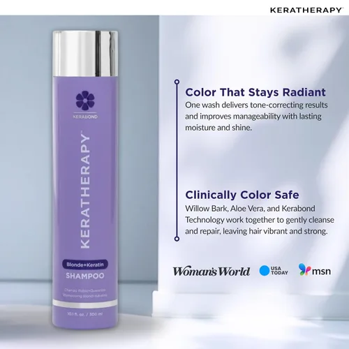 Miniatura 5 de KERATHERAPY Champú tonificante violeta totalmente rubio con infusión de queratina, 10.1 onzas líquidas, 10.1 fl oz, champú violeta para cabello