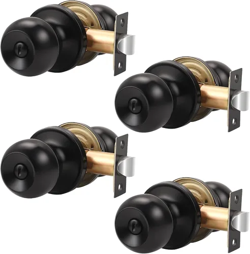 Miniatura 10 de Knobonly Paquete de 2 Pomos de Puerta de Níquel Satinado para Dormitorio/Baño Juegos de Puertas de Privacidad Herrajes Manijas de Puerta Interiores