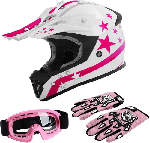 Miniatura 29 de TCT-MOTORPARTS DOT - Casco de motocross para niños y jóvenes, casco de cara completa para motocross, ATV, todoterreno, casco de cuatro ruedas, araña