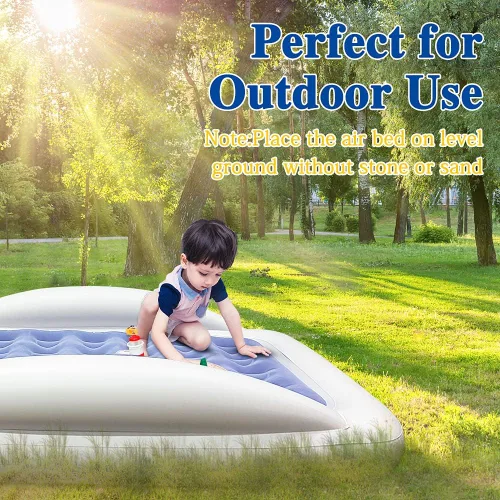 Miniatura 6 de Cama de viaje inflable para niños Fahuac, juego de colchón de aire para niños pequeños, cama hinchable portátil con barandillas y bomba eléctrica