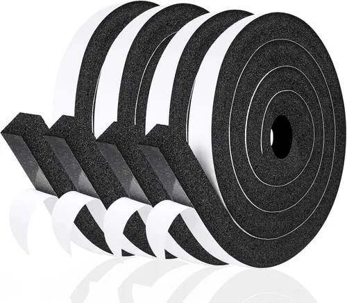 Miniatura 9 de fowong Sello para ventana de aire acondicionado de 1 pulgada x 1 pulgada, burlete grueso de CA para intemperie, cinta selladora adhesiva de espuma
