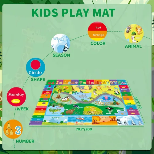 Miniatura 3 de Alfombras infantiles de 5 x 7 pies para sala de juegos, alfombra de juegos con zoológico para habitación de niños, alfombra educativa del alfabeto