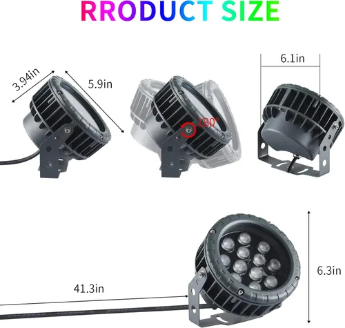 Miniatura 3 de Luces LED para lavadora de pared de 48 W, RGB 5000 K luz diurna que cambia de color con control remoto, barra de luz LED impermeable IP65
