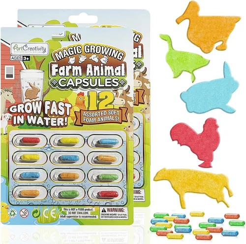 ArtCreativity Magic Growing Farm Animal Capsules, 2 paquetes, 24 cápsulas expandibles de animales, crecer en agua, lindo color y diseño, recuerdos