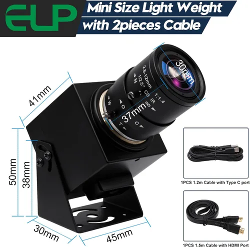 Miniatura 9 de ELP 4K USB HDMI Cámara Manual Zoom Webcam - Enfoque Variable H.264 Mini Cámara de Seguridad USB para Computadora Telescópica - 8mp IMX415 CCTV