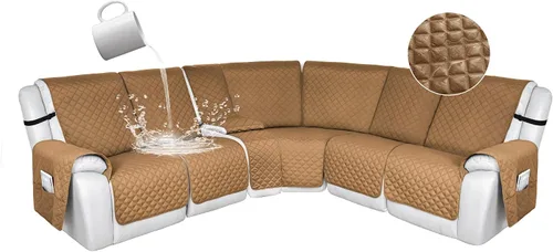 Miniatura 99 de HDCAXKJ Fundas de sofá seccional reclinable 100% impermeable, forma de L, funda de sofá reclinable lavable acolchada suave para mascotas, perro