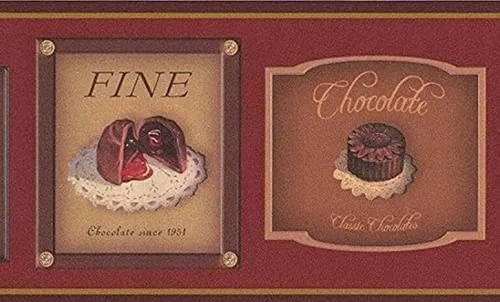 CONCORD WALLCOVERINGS ™ Chocolate Delight - Borde de papel tapiz prepegado, rico en cacao y postre para decoración dulce de cocina o cafetería,