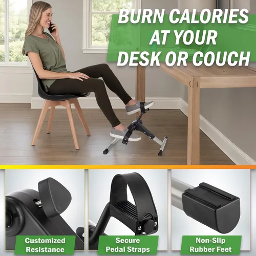 Miniatura 5 de Under Desk Exercise Bike Pedal Exerciser – Mini Stationary Cycle with Adjustable Resistance, Calorie Tracker & Foldable Design – Compact Pedal