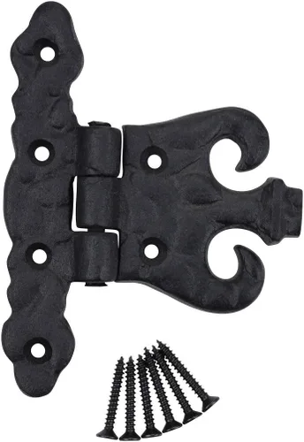 Miniatura 3 de Renovators Supply Manufacturing Paquete de 2 bisagras de puerta de gabinete con herrajes de 4.5 pulgadas, bisagra de hierro forjado negro resistente