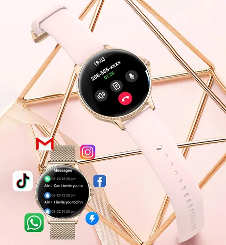 Miniatura 2 de Relojes inteligentes para mujer, rastreadores de actividad de 1.27 pulgadas con llamadas Bluetooth (respuesta y marca), frecuencia cardíaca, sueño