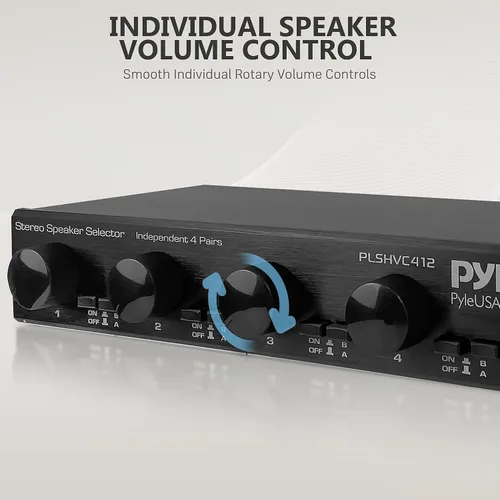 Miniatura 8 de Pyle Selector de Altavoces Estéreo de Alta Potencia de 4 Canales con Control de Volumen - Construcción de Carcasa Resistente y Duradera, Disipador