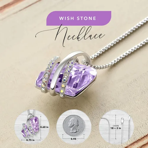 Miniatura 65 de Leafael Wish Stone - Collar con dije chapado en oro rosa de 18 quilates, con cristales de Swarovski, joyería de piedra natal, 18 pulgadas + 2