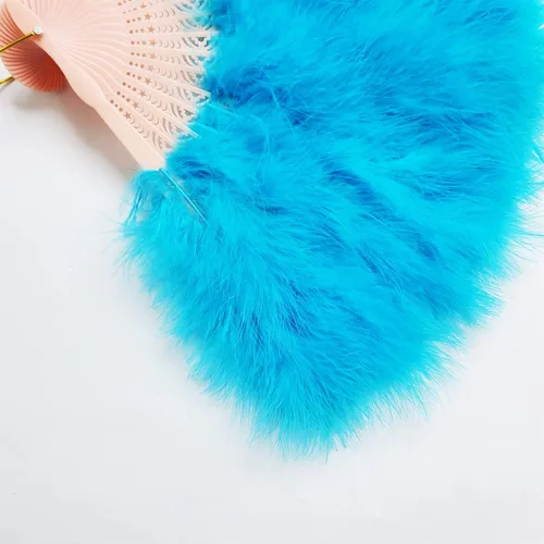Miniatura 5 de Happy Feather Abanico de mano con plumas de marabú, estilo vintage de los años 1920, para disfraz y baile - Azul Ácido