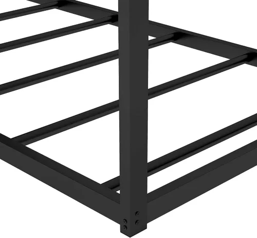 Miniatura 8 de Base de cama de metal de tamaño individual con plataforma en forma de casa de techo, para niños y niñas, soporte de metal resistente, perfecto