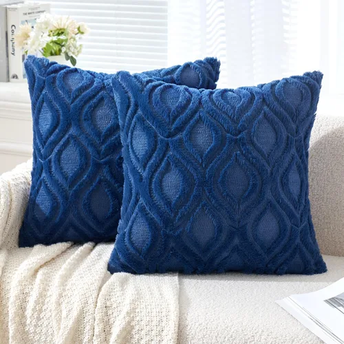 Miniatura 18 de MIULEE - Juego de 2 fundas de almohada de lana sintética suave y afelpada, fundas decorativas de estilo bohemio para sofá, sala de estar, cama, 18 x