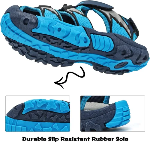 Miniatura 18 de JMFCHI Sandalias deportivas de verano para niños y niñas, sandalias de punta cerrada para exteriores, zapatos atléticos para agua, sandalias