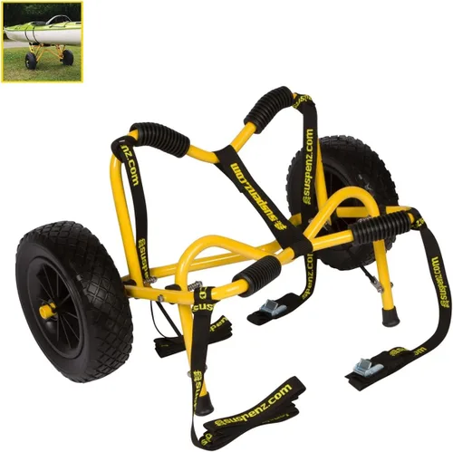 Suspenz Remolque de transporte de canoa para kayak, carrito de kayak DLX, carrito con ruedas y correas sin aire, capacidad de peso de 150 libras,