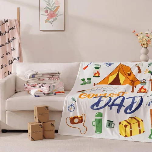 Miniatura 5 de Manta Geniospin para papá, regalo de cumpleaños de hija o hijo, manta querida para papá para Navidad, manta de franela súper suave para sofá, cama