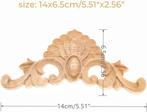 Miniatura 2 de MUXSAM Apliques de madera, calcomanías talladas para muebles, paquete de 4 unidades, decoración de tallado de madera sin pintar para puerta
